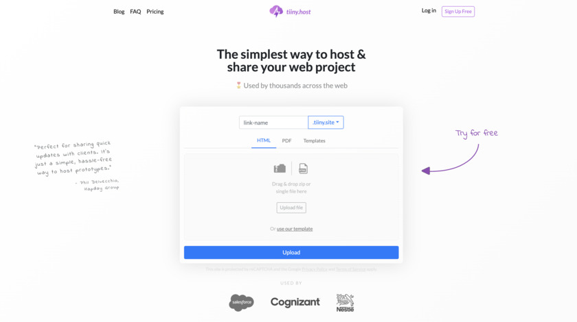tiiny.host Landing Page